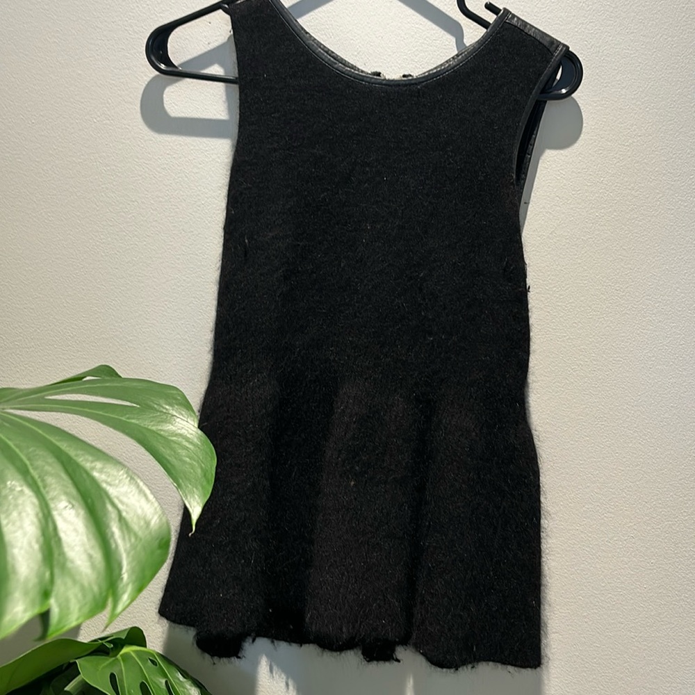 Angora Rabbit Hair and Leather Top